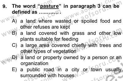 İleri Okuma Ve Yazma Becerileri 2 Dersi 2012 - 2013 Yılı (Vize) Ara Sınav Soruları 9. Soru