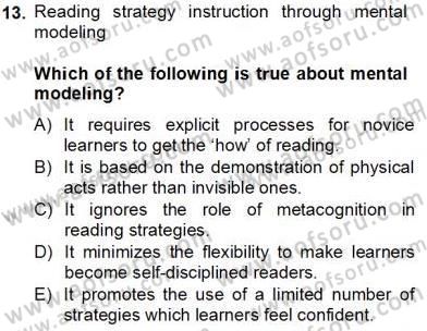 İleri Okuma Ve Yazma Becerileri 2 Dersi 2012 - 2013 Yılı (Final) Dönem Sonu Sınav Soruları 13. Soru