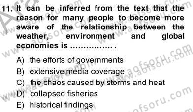 İleri Okuma Ve Yazma Becerileri 2 Dersi 2013 - 2014 Yılı (Vize) Ara Sınav Soruları 11. Soru