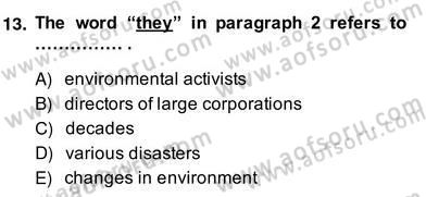 İleri Okuma Ve Yazma Becerileri 2 Dersi 2013 - 2014 Yılı (Vize) Ara Sınav Soruları 13. Soru
