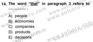 İleri Okuma Ve Yazma Becerileri 2 Dersi 2013 - 2014 Yılı (Vize) Ara Sınav Soruları 14. Soru