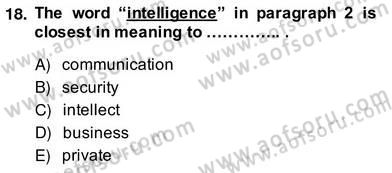 İleri Okuma Ve Yazma Becerileri 2 Dersi 2013 - 2014 Yılı (Vize) Ara Sınav Soruları 18. Soru
