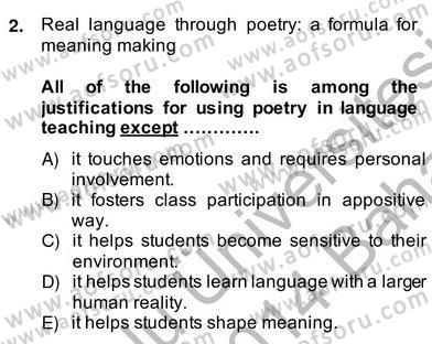 İleri Okuma Ve Yazma Becerileri 2 Dersi 2013 - 2014 Yılı (Vize) Ara Sınav Soruları 2. Soru