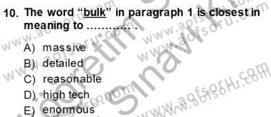 İleri Okuma Ve Yazma Becerileri 2 Dersi 2013 - 2014 Yılı (Final) Dönem Sonu Sınav Soruları 10. Soru