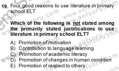 İleri Okuma Ve Yazma Becerileri 2 Dersi 2013 - 2014 Yılı (Final) Dönem Sonu Sınav Soruları 19. Soru