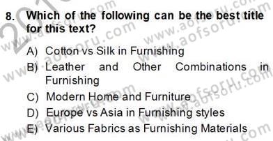 İleri Okuma Ve Yazma Becerileri 2 Dersi 2013 - 2014 Yılı (Final) Dönem Sonu Sınav Soruları 8. Soru