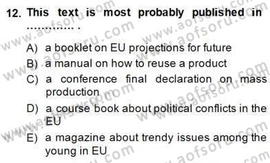 İleri Okuma Ve Yazma Becerileri 2 Dersi 2014 - 2015 Yılı (Vize) Ara Sınav Soruları 12. Soru