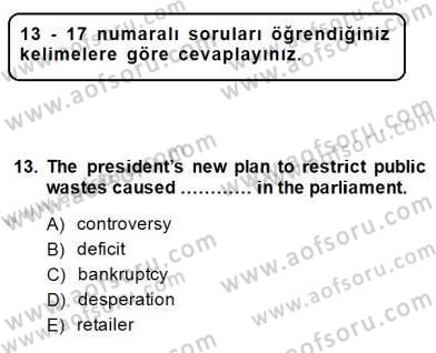 İleri Okuma Ve Yazma Becerileri 2 Dersi 2014 - 2015 Yılı (Vize) Ara Sınav Soruları 13. Soru