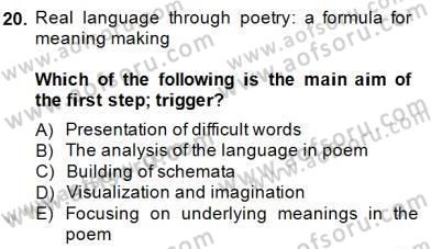 İleri Okuma Ve Yazma Becerileri 2 Dersi 2014 - 2015 Yılı (Vize) Ara Sınav Soruları 20. Soru