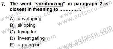 İleri Okuma Ve Yazma Becerileri 2 Dersi 2014 - 2015 Yılı (Vize) Ara Sınav Soruları 7. Soru