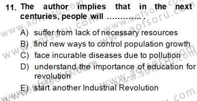 İleri Okuma Ve Yazma Becerileri 2 Dersi 2014 - 2015 Yılı (Final) Dönem Sonu Sınav Soruları 11. Soru