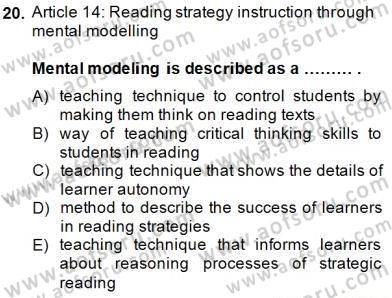 İleri Okuma Ve Yazma Becerileri 2 Dersi 2014 - 2015 Yılı (Final) Dönem Sonu Sınav Soruları 20. Soru