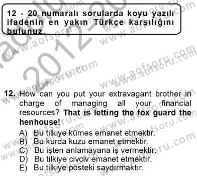 Çeviri (İng/Türk) Dersi Ara Sınavı Deneme Sınav Soruları 12. Soru