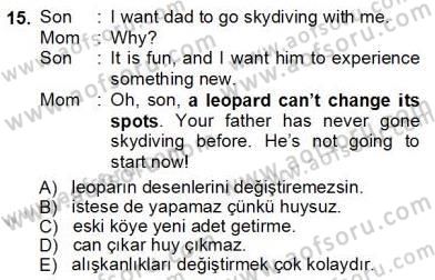 Çeviri (İng/Türk) Dersi Ara Sınavı Deneme Sınav Soruları 15. Soru