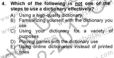 Çeviri (İng/Türk) Dersi Ara Sınavı Deneme Sınav Soruları 4. Soru