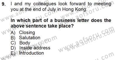 Çeviri (İng/Türk) Dersi Ara Sınavı Deneme Sınav Soruları 9. Soru