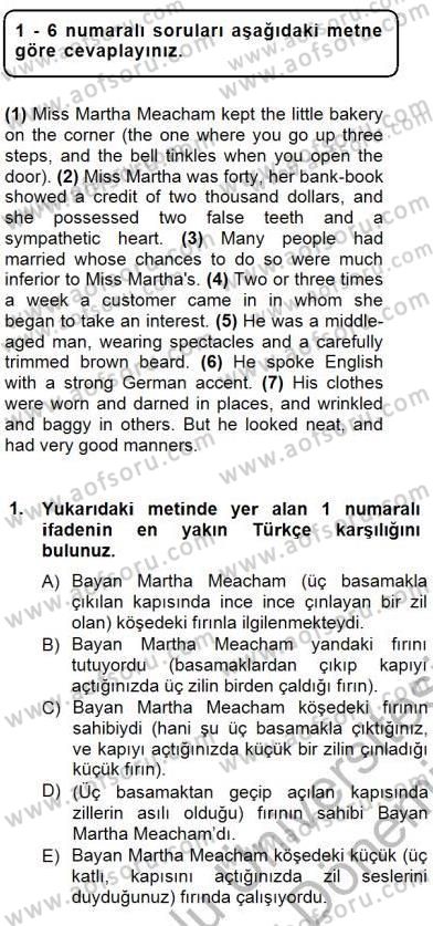 Çeviri (İng/Türk) Dersi 2012 - 2013 Yılı (Final) Dönem Sonu Sınav Soruları 1. Soru