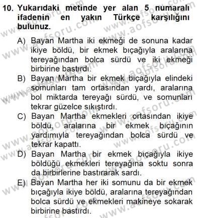 Çeviri (İng/Türk) Dersi 2012 - 2013 Yılı (Final) Dönem Sonu Sınav Soruları 10. Soru