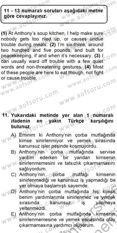 Çeviri (İng/Türk) Dersi 2012 - 2013 Yılı (Final) Dönem Sonu Sınav Soruları 11. Soru