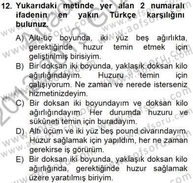 Çeviri (İng/Türk) Dersi 2012 - 2013 Yılı (Final) Dönem Sonu Sınav Soruları 12. Soru