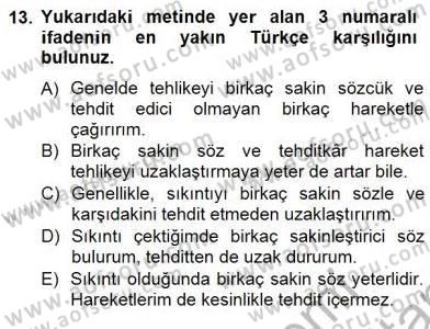 Çeviri (İng/Türk) Dersi 2012 - 2013 Yılı (Final) Dönem Sonu Sınav Soruları 13. Soru