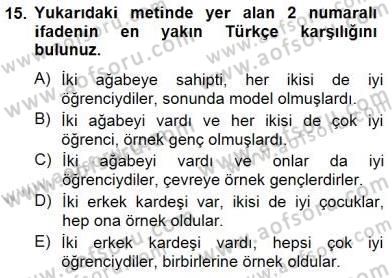 Çeviri (İng/Türk) Dersi 2012 - 2013 Yılı (Final) Dönem Sonu Sınav Soruları 15. Soru