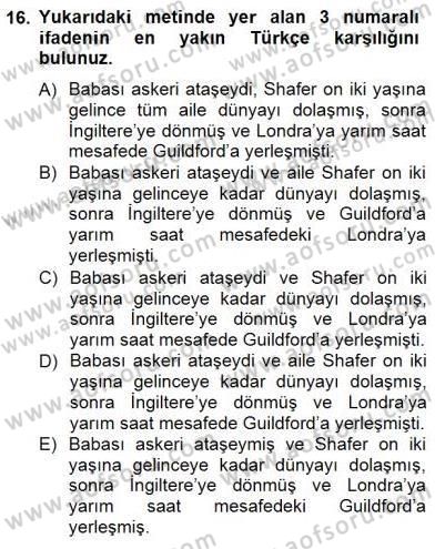 Çeviri (İng/Türk) Dersi 2012 - 2013 Yılı (Final) Dönem Sonu Sınav Soruları 16. Soru