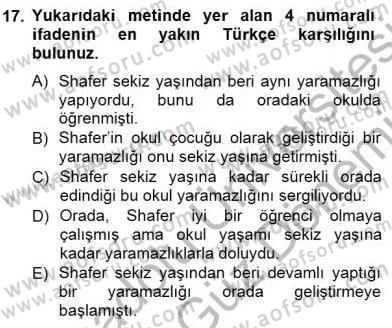 Çeviri (İng/Türk) Dersi 2012 - 2013 Yılı (Final) Dönem Sonu Sınav Soruları 17. Soru