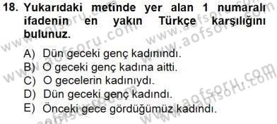 Çeviri (İng/Türk) Dersi 2012 - 2013 Yılı (Final) Dönem Sonu Sınav Soruları 18. Soru