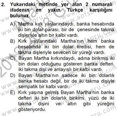 Çeviri (İng/Türk) Dersi 2012 - 2013 Yılı (Final) Dönem Sonu Sınav Soruları 2. Soru