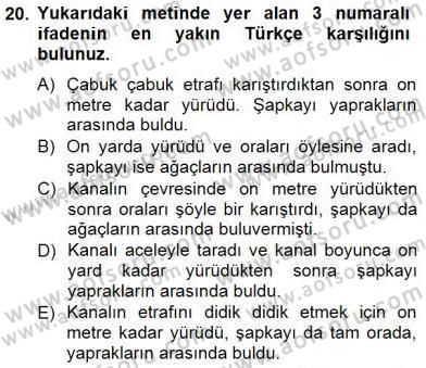 Çeviri (İng/Türk) Dersi 2012 - 2013 Yılı (Final) Dönem Sonu Sınav Soruları 20. Soru