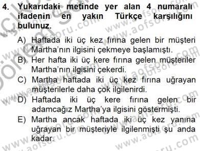 Çeviri (İng/Türk) Dersi 2012 - 2013 Yılı (Final) Dönem Sonu Sınav Soruları 4. Soru