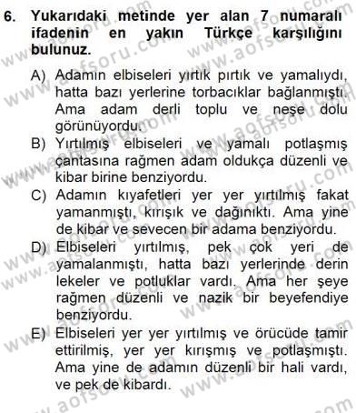 Çeviri (İng/Türk) Dersi 2012 - 2013 Yılı (Final) Dönem Sonu Sınav Soruları 6. Soru