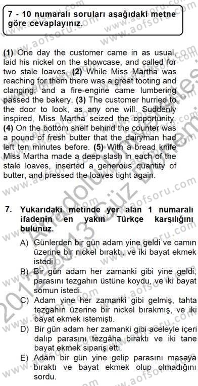 Çeviri (İng/Türk) Dersi 2012 - 2013 Yılı (Final) Dönem Sonu Sınav Soruları 7. Soru
