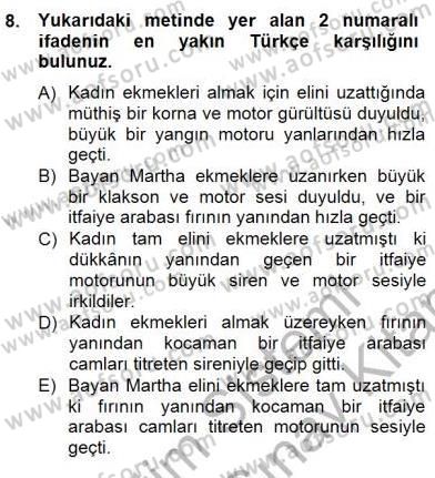 Çeviri (İng/Türk) Dersi 2012 - 2013 Yılı (Final) Dönem Sonu Sınav Soruları 8. Soru