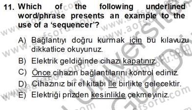 Çeviri (İng/Türk) Dersi Ara Sınavı Deneme Sınav Soruları 11. Soru