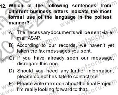 Çeviri (İng/Türk) Dersi Ara Sınavı Deneme Sınav Soruları 12. Soru