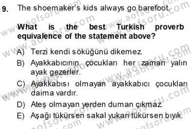 Çeviri (İng/Türk) Dersi Ara Sınavı Deneme Sınav Soruları 9. Soru