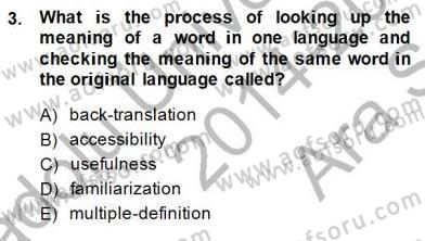Çeviri (İng/Türk) Dersi Ara Sınavı Deneme Sınav Soruları 3. Soru