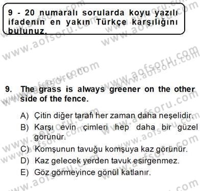 Çeviri (İng/Türk) Dersi Ara Sınavı Deneme Sınav Soruları 9. Soru