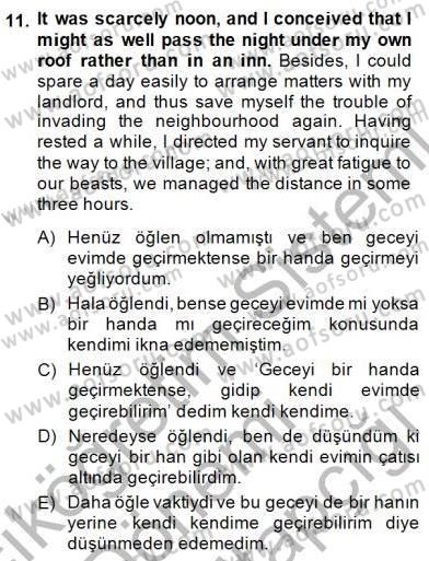 Çeviri (İng/Türk) Dersi 2014 - 2015 Yılı (Final) Dönem Sonu Sınav Soruları 11. Soru