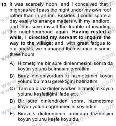 Çeviri (İng/Türk) Dersi 2014 - 2015 Yılı (Final) Dönem Sonu Sınav Soruları 13. Soru