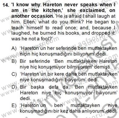 Çeviri (İng/Türk) Dersi 2014 - 2015 Yılı (Final) Dönem Sonu Sınav Soruları 14. Soru
