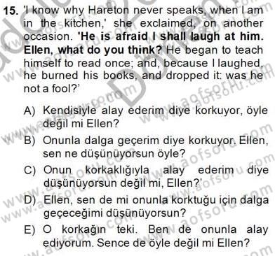 Çeviri (İng/Türk) Dersi 2014 - 2015 Yılı (Final) Dönem Sonu Sınav Soruları 15. Soru