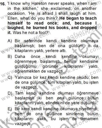 Çeviri (İng/Türk) Dersi 2014 - 2015 Yılı (Final) Dönem Sonu Sınav Soruları 16. Soru