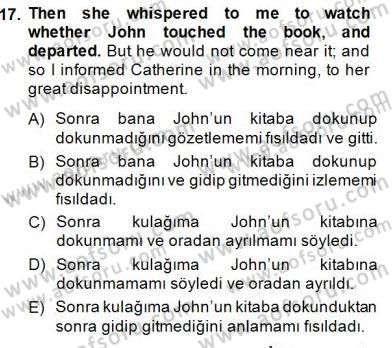 Çeviri (İng/Türk) Dersi 2014 - 2015 Yılı (Final) Dönem Sonu Sınav Soruları 17. Soru