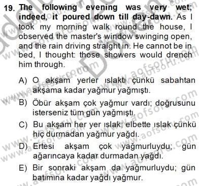 Çeviri (İng/Türk) Dersi 2014 - 2015 Yılı (Final) Dönem Sonu Sınav Soruları 19. Soru