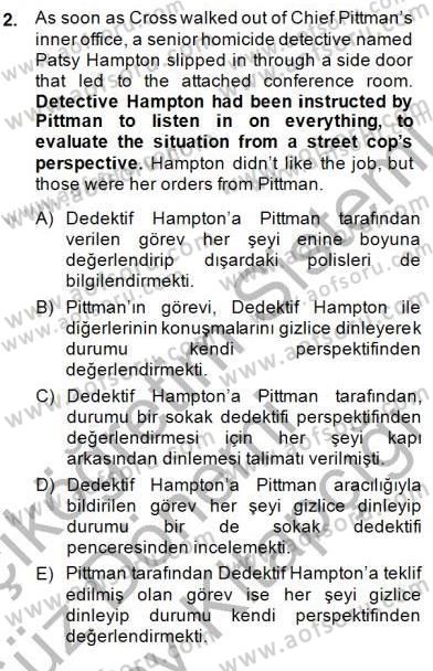 Çeviri (İng/Türk) Dersi 2014 - 2015 Yılı (Final) Dönem Sonu Sınav Soruları 2. Soru