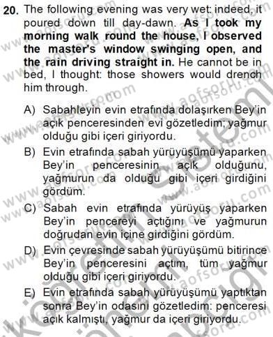 Çeviri (İng/Türk) Dersi 2014 - 2015 Yılı (Final) Dönem Sonu Sınav Soruları 20. Soru
