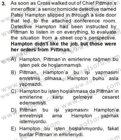 Çeviri (İng/Türk) Dersi 2014 - 2015 Yılı (Final) Dönem Sonu Sınav Soruları 3. Soru